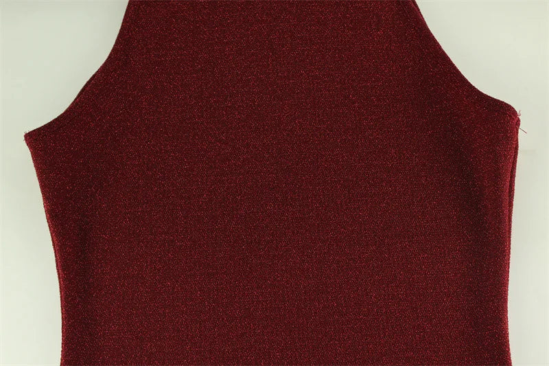Elegant Red Sequin Sleeveless Maxi Gown
