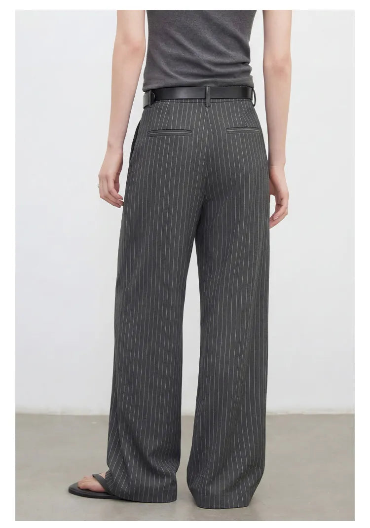 Women's Herringbone Wide-Leg Office Trousers