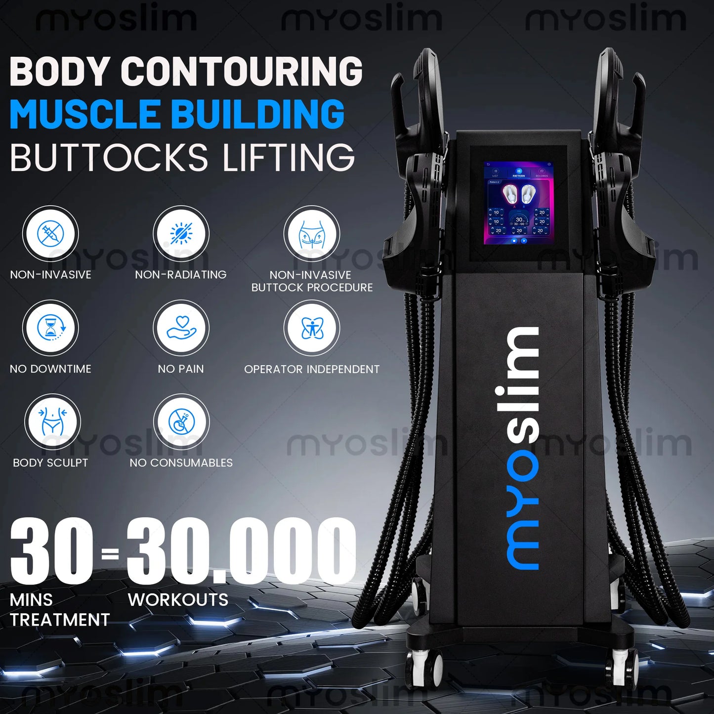 NEO PRO 6500W 15Telsa 200Hz RF Body Sculpting Machine Fat Burn Muscle Tone Device 4 5 Handles 6500W