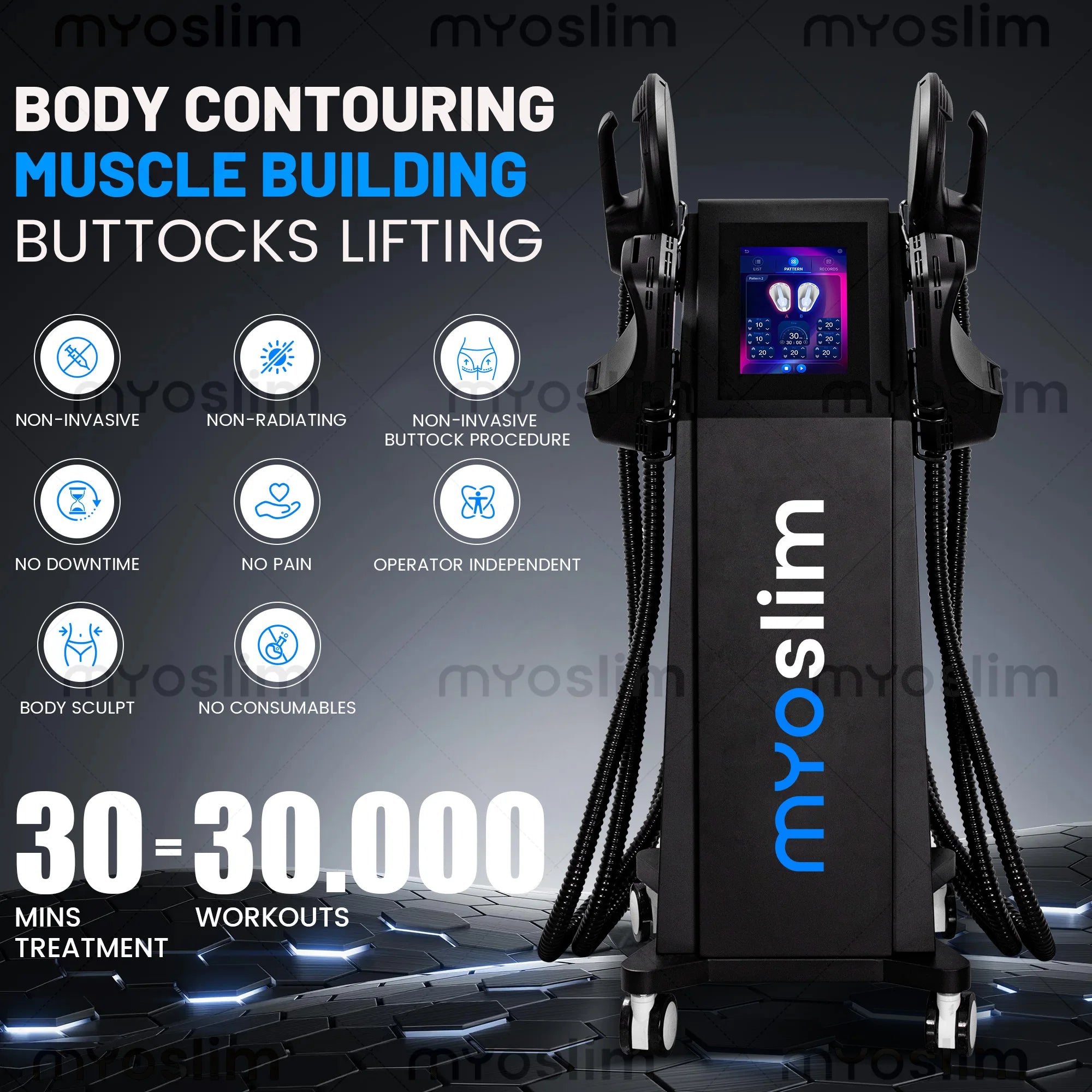 NEO PRO 6500W 15Telsa 200Hz RF Body Sculpting Machine Fat Burn Muscle Tone Device 4 5 Handles 6500W
