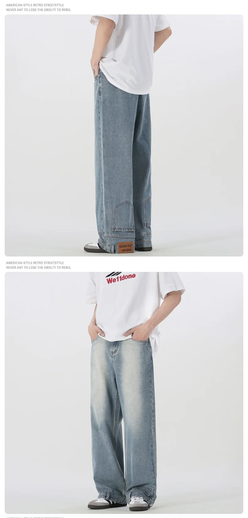 Retro Wide-Leg Baggy Denim Jeans – Unisex Straight Fit