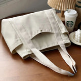 Large Capacity Canvas Tote Bags for Work Commuting Shopping Women Carrying Bag College Style Student Outfit Book Shoulder Bags