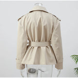 Elegant Lapel Lace-Up Overcoat