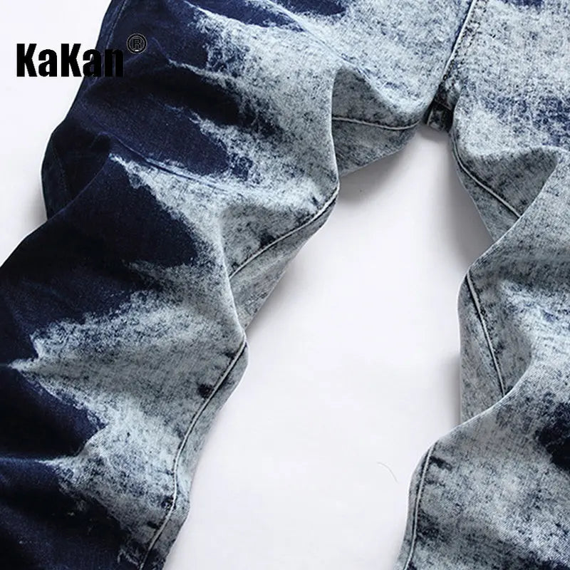 KAKAN Slim Straight Jeans for Men | Dark Blue Stretch Denim