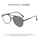 DDDLONG Retro Punk Fashion Pilot Photochromic Sunglasses Women Men Metal Eyeglasses Classic Vintage UV400 Outdoor Shades D679