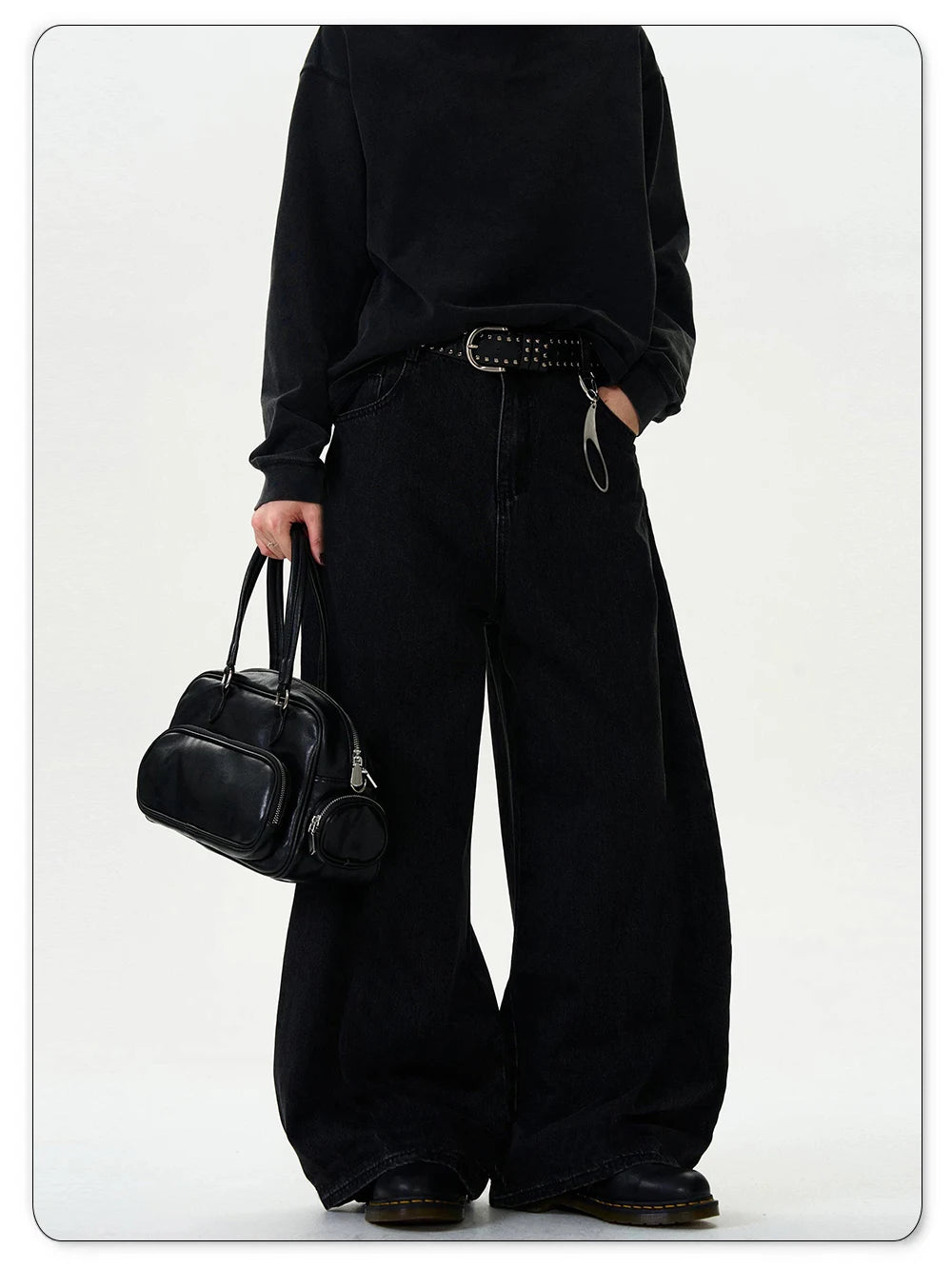 Men's Baggy Wide-Leg Curved Denim Jeans