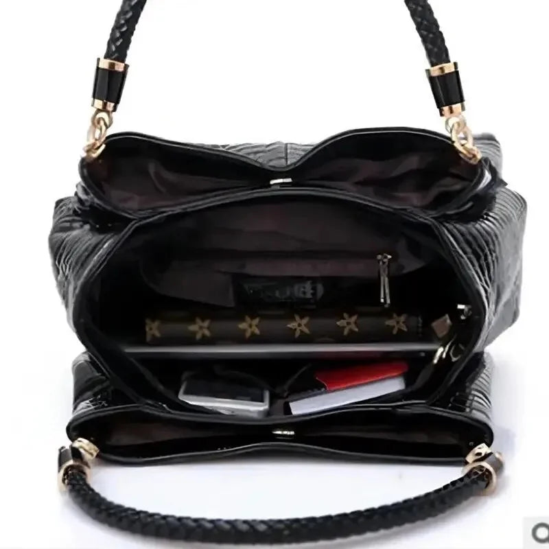 Women's Crocodile Print Large Capacity Bucket Tote Bag