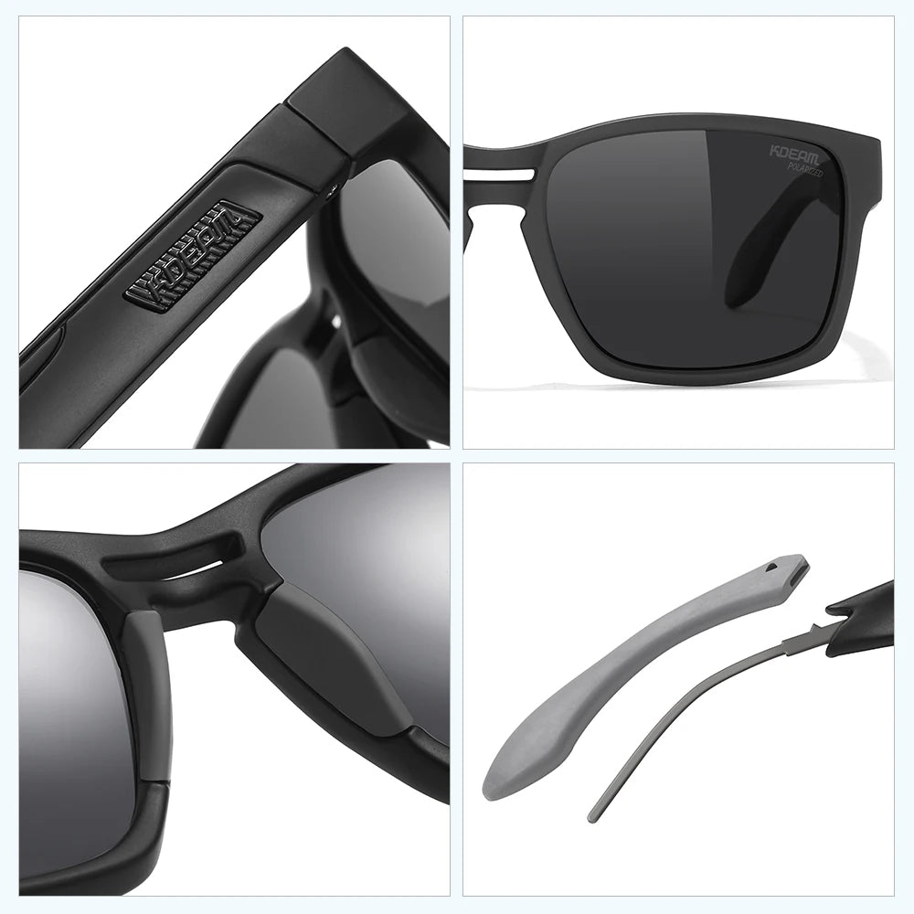 KDEAM New Polarized & Photochromic Sunglasses Unisex Size Square TR90 Sun Glasses For Fishing Golfing Driving Jogging
