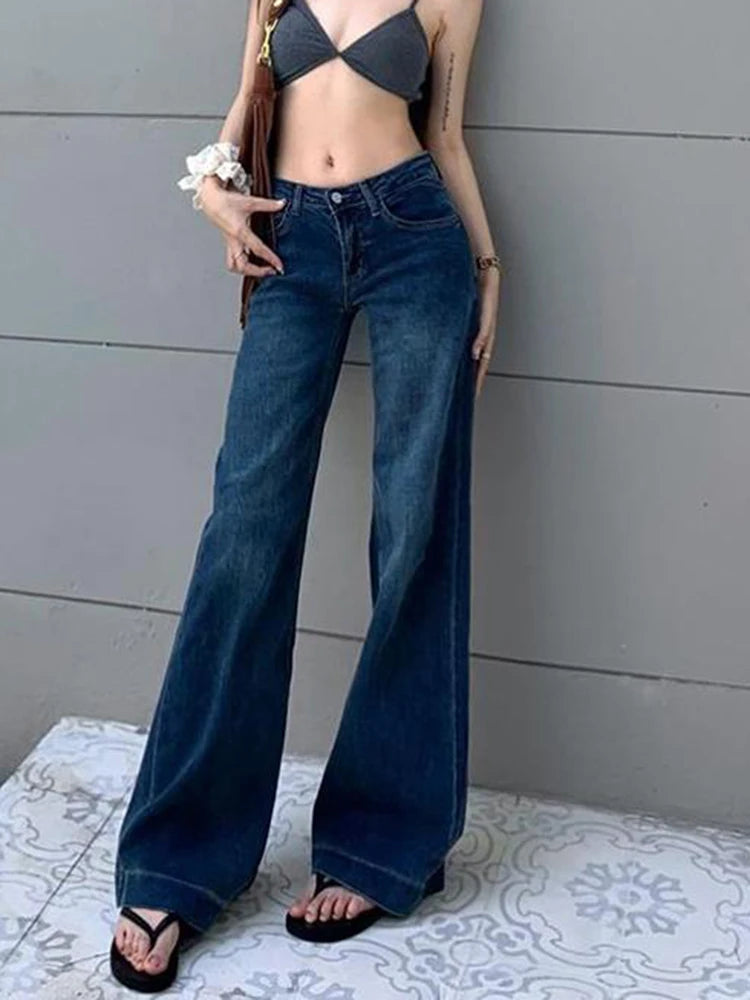 Women's Low-Rise Wide Leg Flared Jeans | Retro Denim