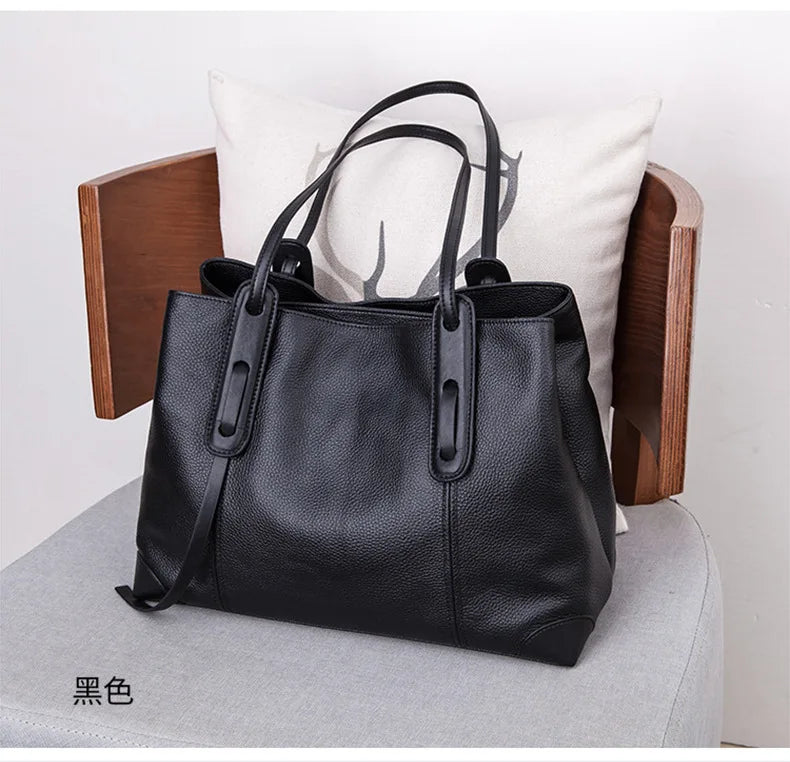 Genuine Leather Tote Bag Luxury Designer Women's Shoulder Bag Large Capacity Women Bags High Quality Soft Cowhide Female Handbag
