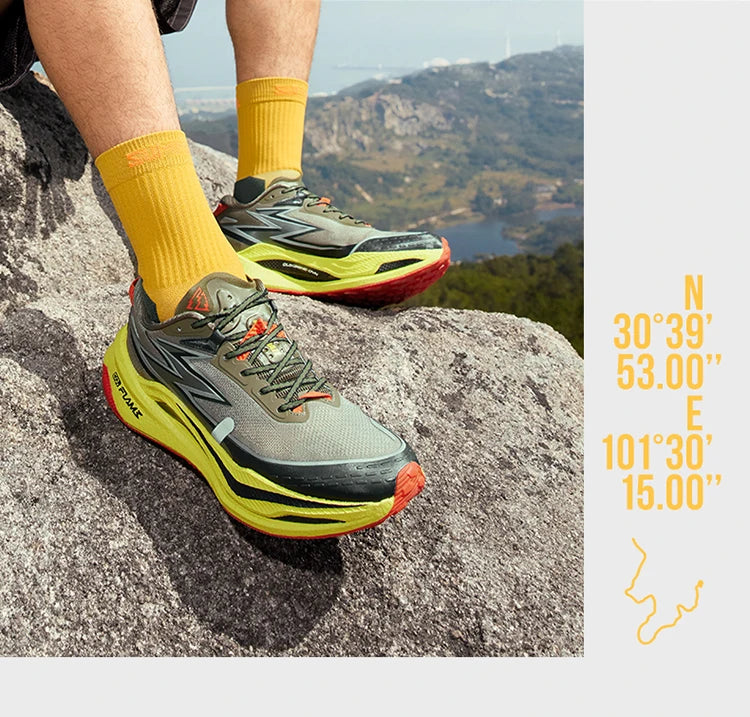 361 Degrees Flame 4x4 Men Running Shoes New Carbon Plate Racing Anti-slip Rebound  Wear-resistant Stable Male Sneakers 672442201