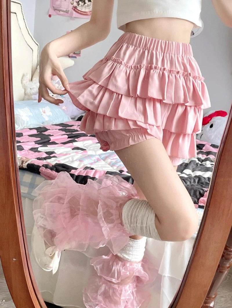 Bow & Ruffle High-Waist A-Line Mini Skirt