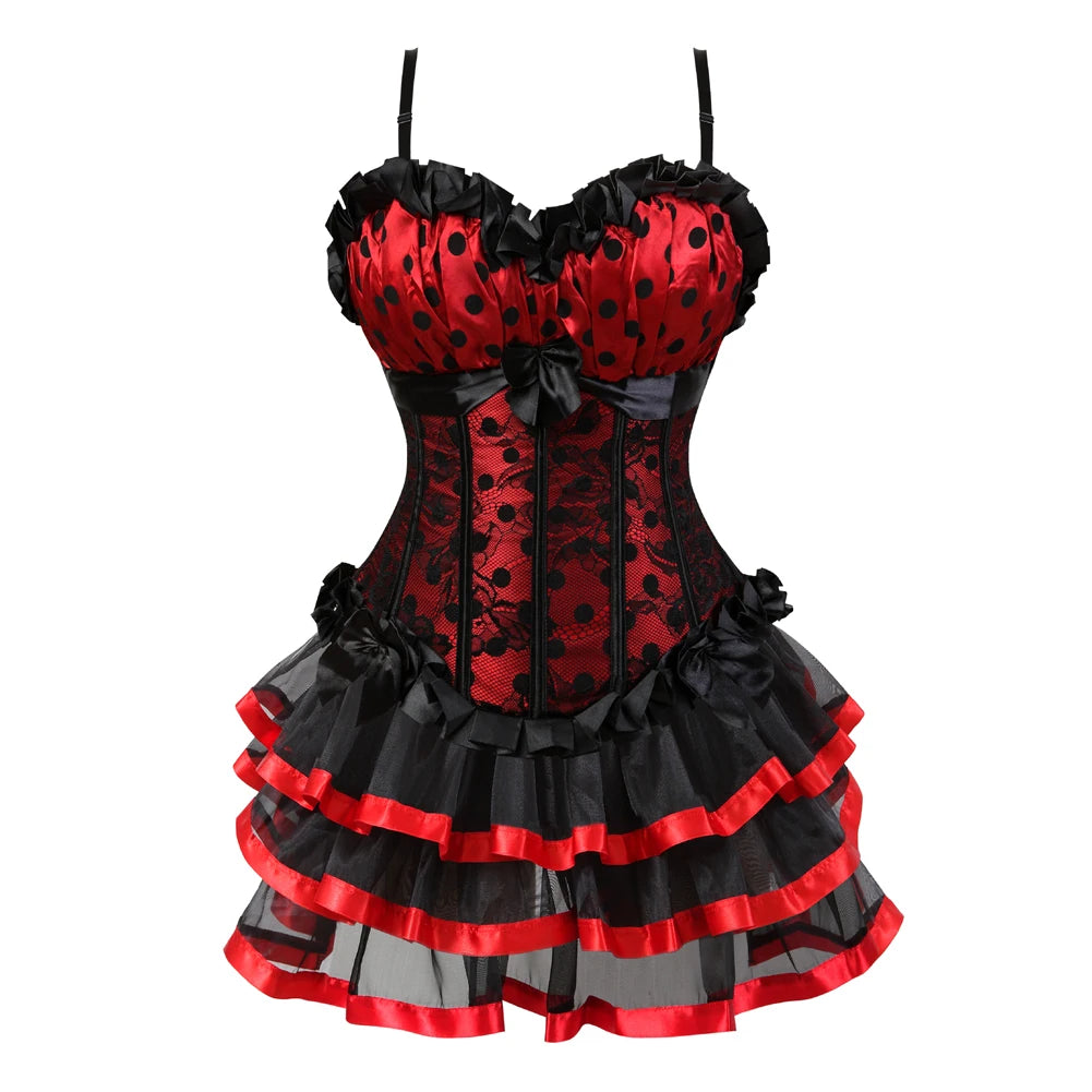 Women's Corset Dress with Straps & Lace | Plus Size Bustier Set