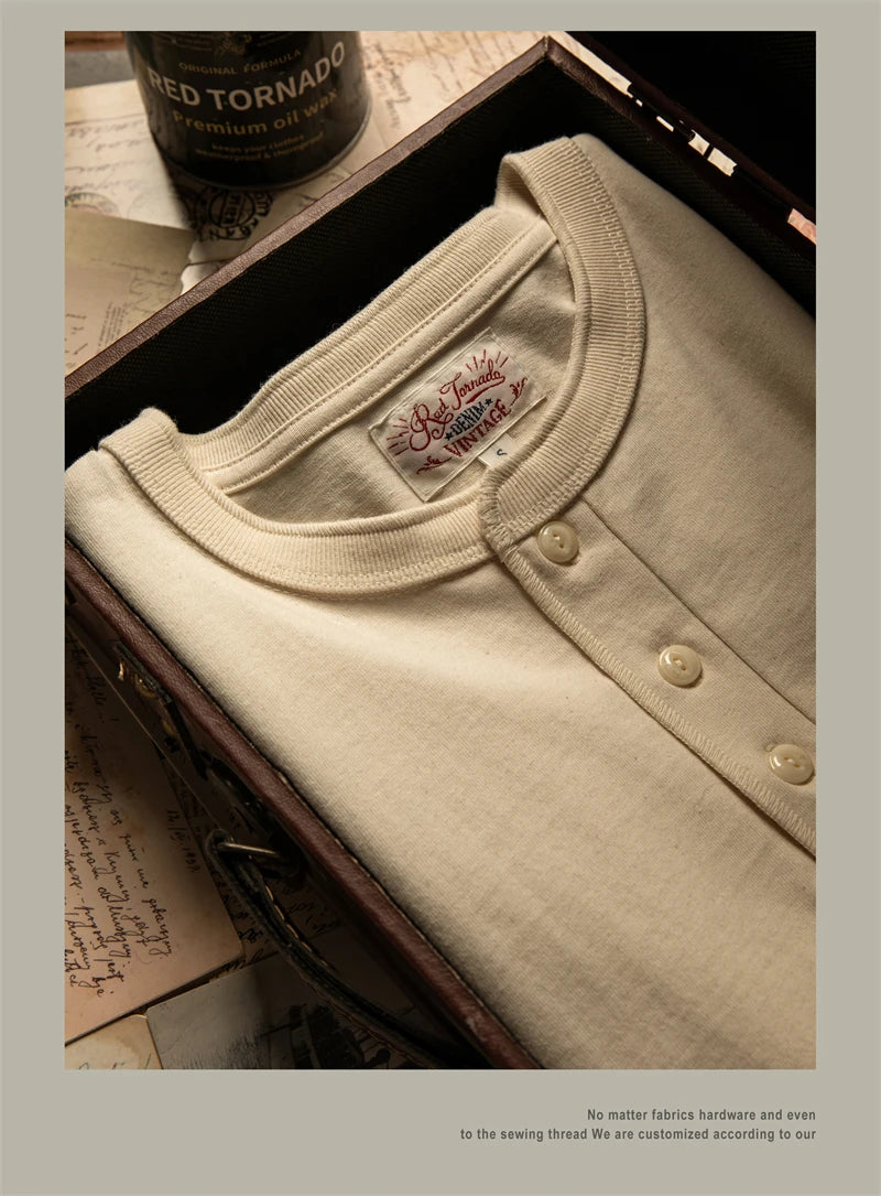 Heavyweight Cotton Henley Tee – Vintage Everyday Essential