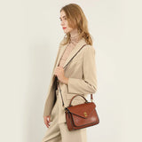 Genuine Leather Women Luxury Bag High Quality Simple Vintage Fashion Postman Handbags Ladies 2025 Shoulder Green Small Bag