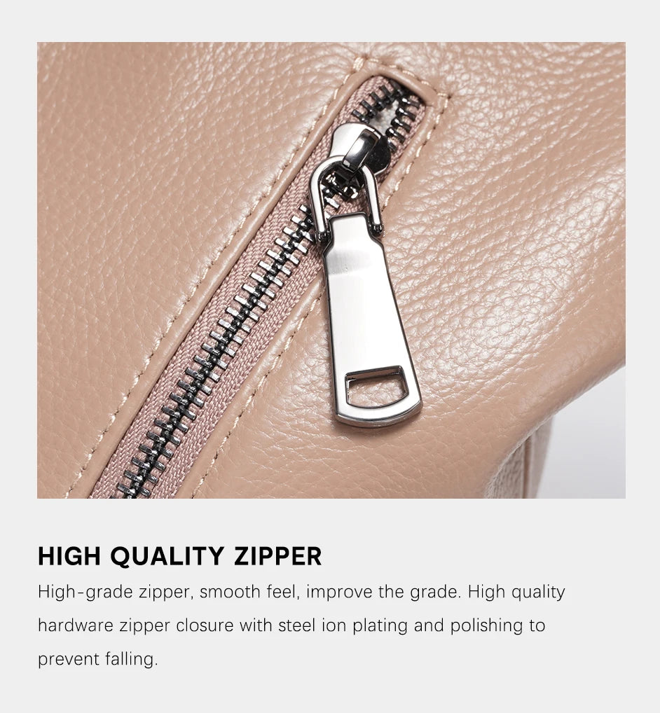 Zency Stylish Women Shoulder Bag 100% Genuine Leather Large Capacity Handbag Multifunction Satchel Bag Backpack Brown 2 in 1 Bag