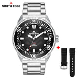 NORTH EDGE TRITON-TI Titanium Stainless Solar-Powered Diving Watch Luxury Quartz Watches For Men 300M Waterproof 180+ Day Power