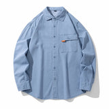 Classic Washed Denim Shirt Men's 2025 Autumn New Dark Blue Fashion Loose Casual Long-sleeved Jean Shirts Korean Clothes