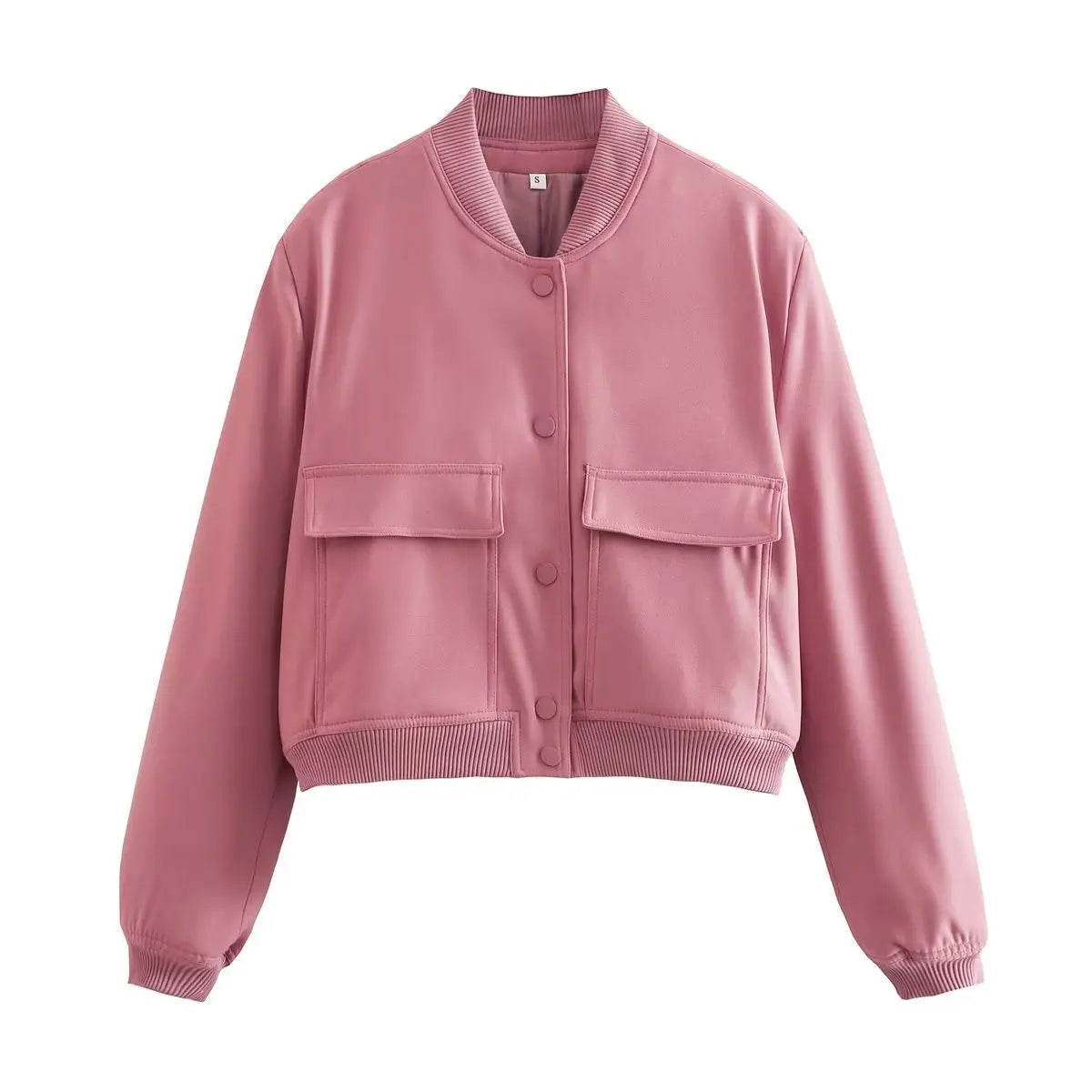 Willshela Women's Solid Bomber Jacket with Pockets