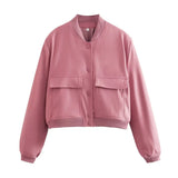 Willshela Women's Solid Bomber Jacket with Pockets