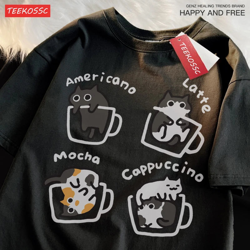 Mocha Latte Cat Graphic Tee