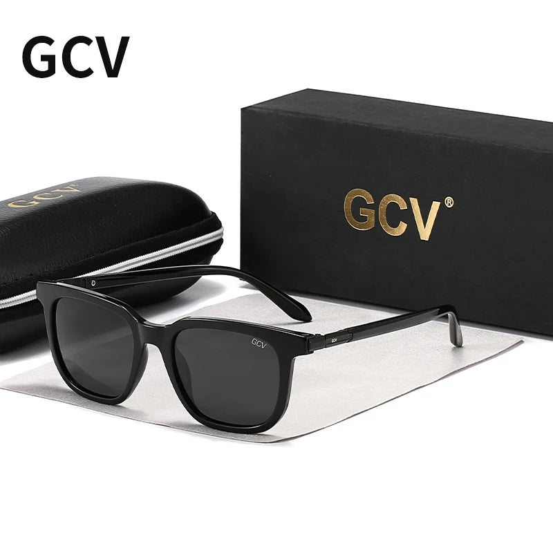 GCV Brand Original Fashion Acetate Polarized Sunglasses Cat Eye Square Frame Fishing Glasses Driving Outdoor Hiking UV400
