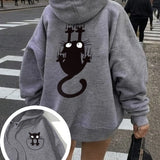 Women's Cat Print Hoodie – Cozy Casual Pullover