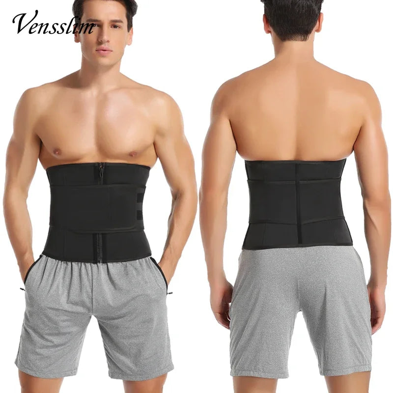 Vensslim Sauna Workout Waist Trainer Trimmer Men Weight Loss Neoprene Body Shaper Sweat Belly Belt with Adjustable Straps Corset