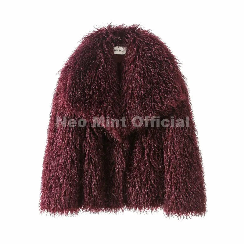 Lulicore Women’s Chic Brown Faux Fur Jacket – Premium Warm Autumn/Winter Overcoat