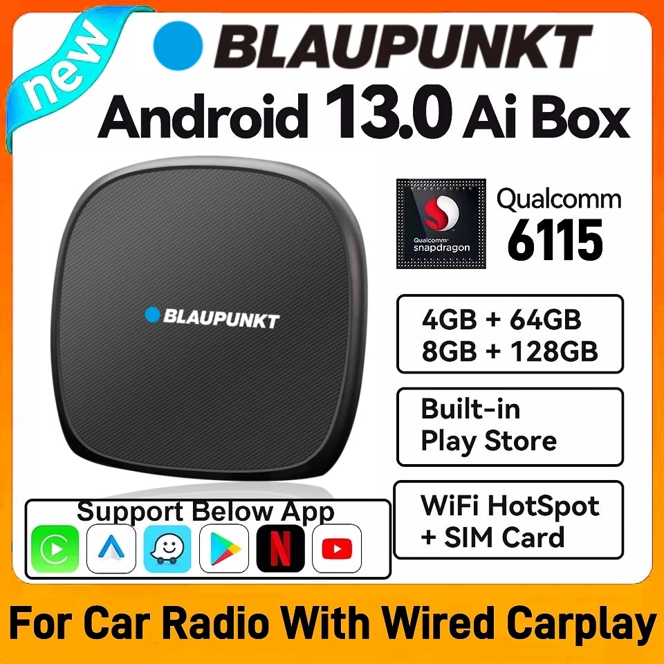 Android 13 AI CarPlay Box | Qualcomm 8-Core | Netflix & Play Store