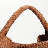 2025 Women Bag Luxury PU Leather Handbag Lady Fashion Handmade Knitting Tote Female Hand-woven Basket Shoulder Bag with Purse