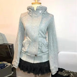 Women's Vintage Gray Zip-Up Sweatshirt