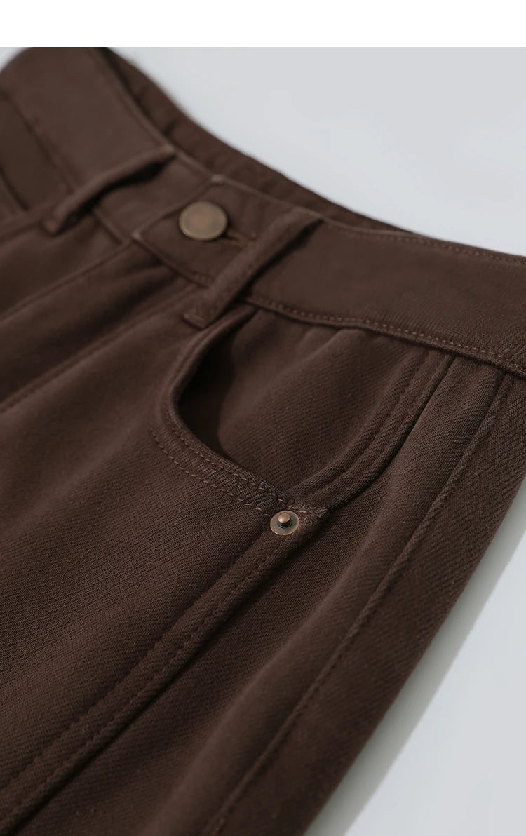 AMII Wide-Leg Cotton Jeans | Warm Winter Denim for Women