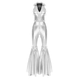 Women's 70s Disco Sequin Jumpsuit – Retro Bell-Bottom
