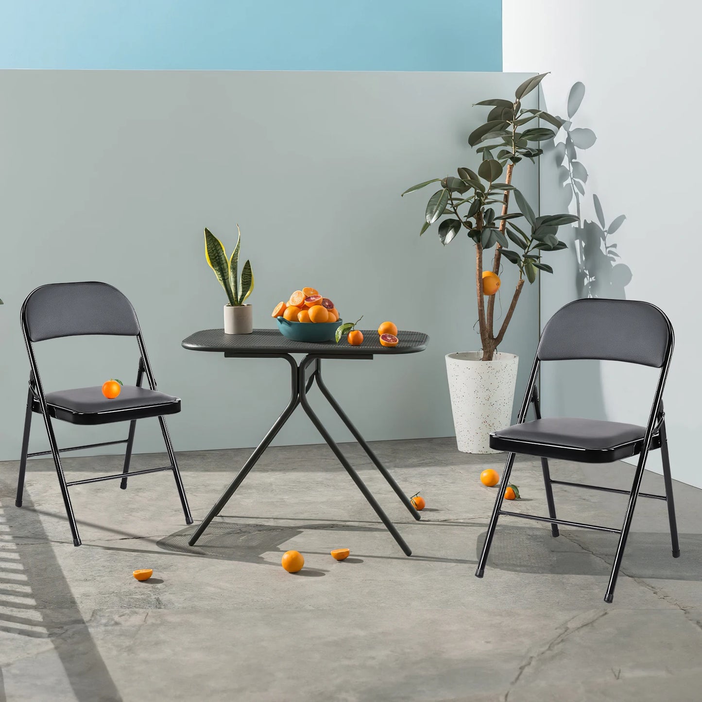 JHK Faux Leather Folding Chair Set of 2 | Elegant & Sturdy