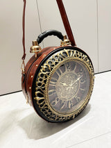 Vintage Clock-Style Circular Shoulder Bag