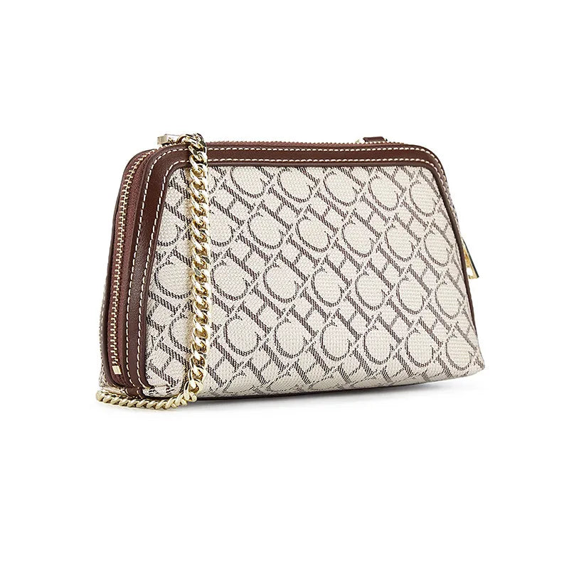 Letter Printed Suede-Style Luxury Chain Shoulder Bag