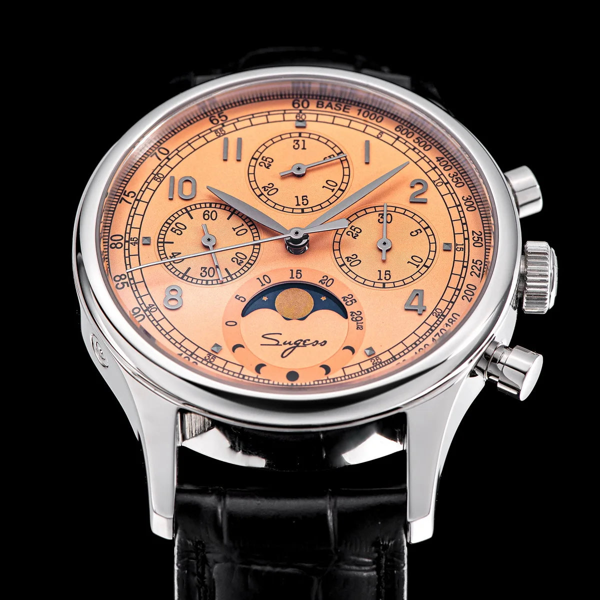 Sugess Watch of Men Chronograph Tianjin ST1908 Swanneck Movement Moonphase Business Mechanical Wristwatches Sapphire 2023 New