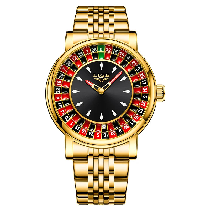 LIGE Men's Rotating Dial Quartz Watch — Luminous, Waterproof, Creative Design