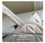 Multi Pocket Women Mailman Bag Diamond Patterned Cotton Clothing Shoulder Bag Large Capacity Tote Bag Casual Nylon Shoulder Bag