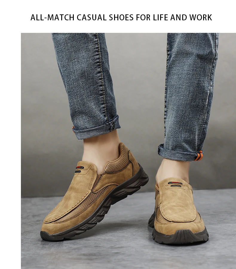 Men Leather Casual Shoes Breathable Loafers Men Sneakers New Male Comfortable Leather Flat Footwear Sneakers Men Shoes