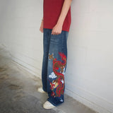 Y2K Dragon Graffiti Wide-Leg Jeans