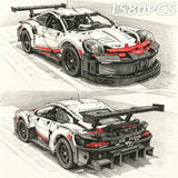 NEW Technical 1:8 Scale 1580PCS+ 42096 Performance Racing Car Kits Mechanical Group Building Blocks Car MOC Model Collection Toy