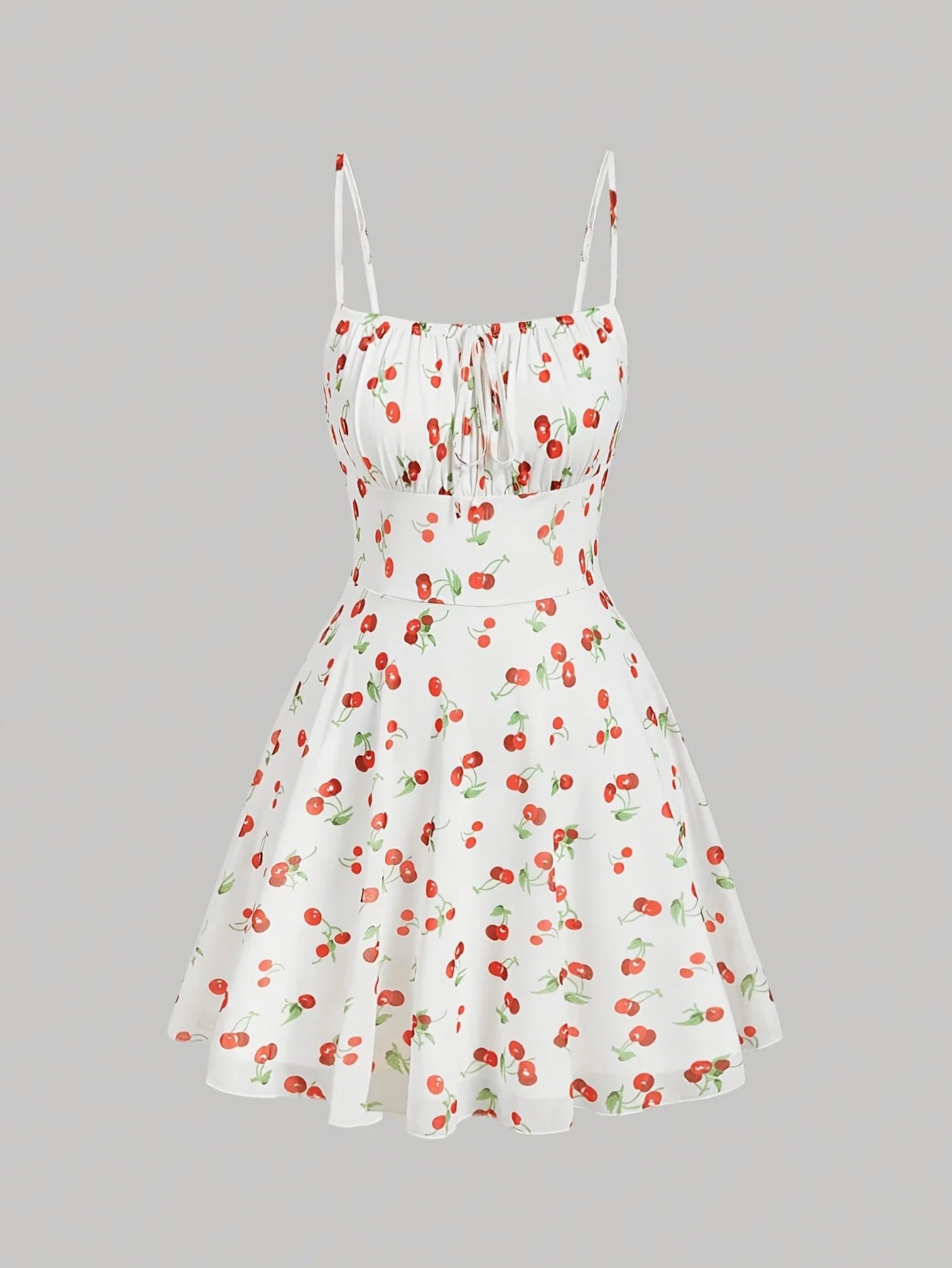 Cherry Print Vintage A-Line Sundress | Y2K Summer Party Style