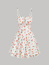 Cherry Print Vintage A-Line Sundress | Y2K Summer Party Style