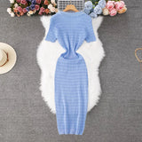 Elegant V-Neck Knitted Maxi Dress