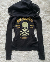 Y2K New Emo Fashion Rivet Zipper Hoodie Women Harajuku Black Oversized Hoodie Gothic Retro Classic Sweatshirt Autumn Clothing