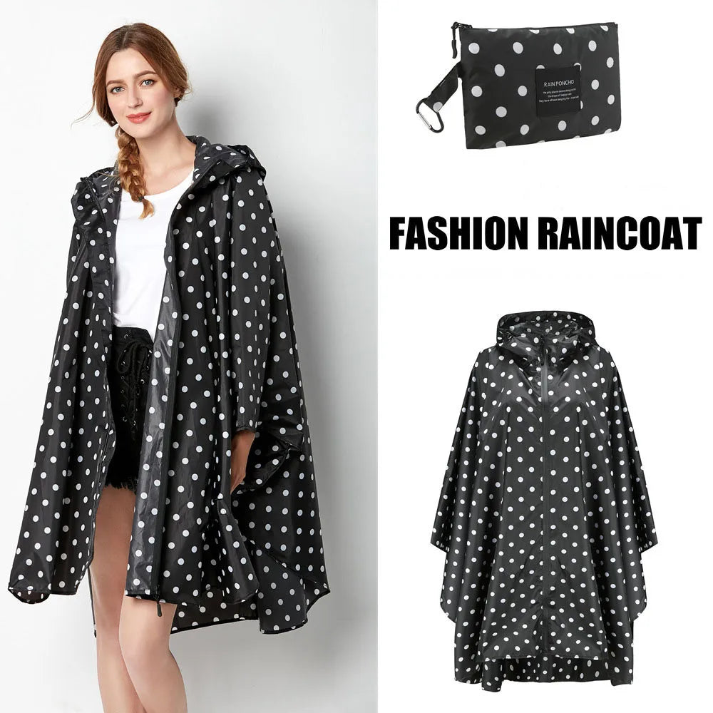 Women's Elegant Waterproof Poncho Raincoat – All Sizes