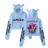 Anime Cat-Ear Cropped Hoodie | K-Pop Inspired Streetwear