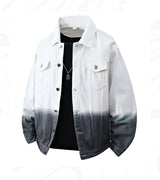 Men High Quality Cotton Denim Jacket Spring Autumn Youth Hip Hop Streetwear Tie Dye Gradient Jeans Youth Cowboy Loose Top Coat